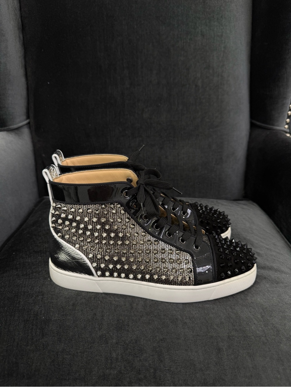 Christian Louboutin Louis Orlato Flat Spike High Top 42